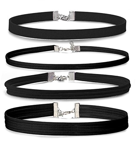 Jstyle 4PCS Black Velvet Choker Necklace for Women Girls Gothic Choker Tattoo Simple Fashion Choker Jewelry