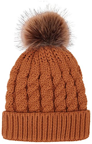 Algopix Similar Product 18 - Winter Hand Knit Beanie Hat with Faux