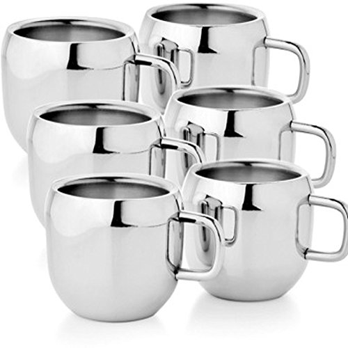 Verow Stainless Steel Coffee Cup - 6 Pieces, Silver, 100 ml