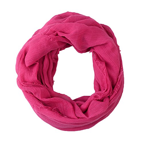 Pop Fashion Women's Solid Color Frayed Edge Luxury Infinity Scarf - 3 Color Options