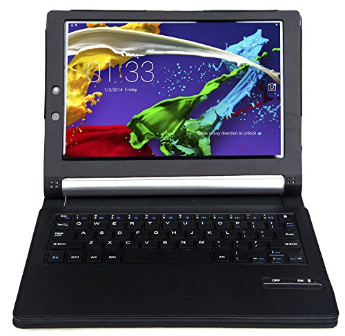 IVSO Funda de Cuero con Teclado Bluetooth para Lenovo YOGA 2 10.1-Inch Tablet - con Removable Keyboard (Negro)