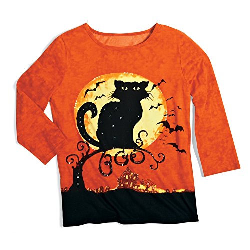 Algopix Similar Product 2 - Womens Halloween Shirt With Black Cat