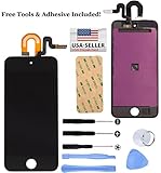 US Cellular Parts-Full Repair Kit Touch Screen Digitizer Glass LCD Display Screen for iPod Touch 5th Generation 5 5G 16GB 32GB 64GB Negroid + Free Tools