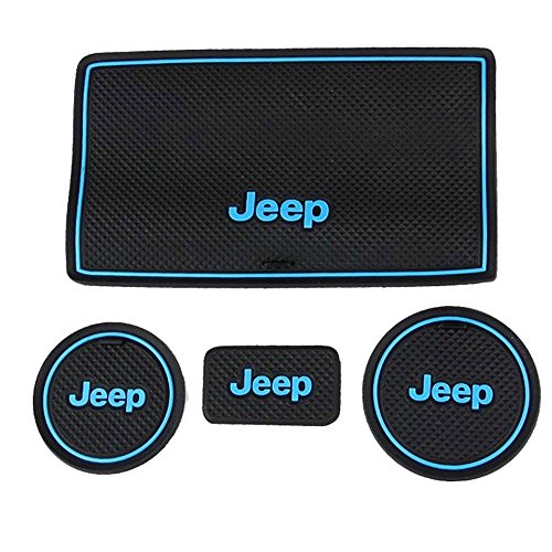 Cup Holder Mats Heavy Duty Non-Slip Interior Door Mat Fit 2008 to 2015 Jeep Wrangler JK Blue