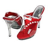 Women's Red and White Sexy Thong High Heel Shoes with Lace Accents - Size 8
