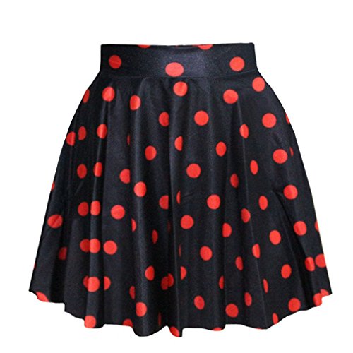 SAYM Women Girls Stretchy Polka Dot Flared Casual Mini Skirt