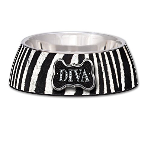 Loving Pets Diva Zebra Milano Bowl for Dogs, Large