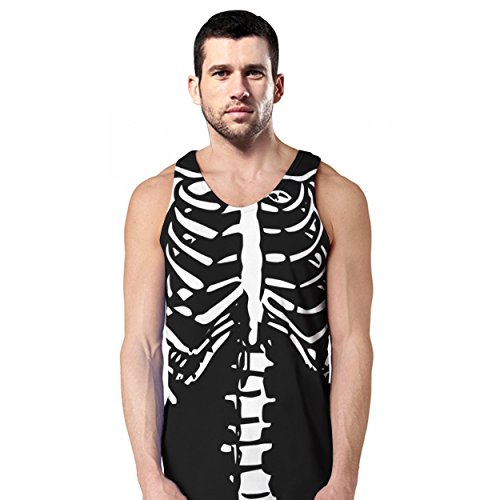 Delcoce Men's 3D Digital Print Vest Sleeveless Causal Stretch T Shirts Tops