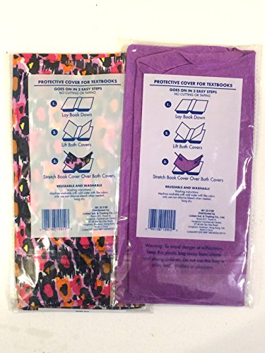 

Set of 2 Book Covers: Jumbo Size - Pink Leopard Print / Purple Set