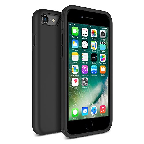 iPhone 7 Case, Maxboost® [DuraSLIM Series] Heavy-Duty Dual-Layer Soft Touch Protective Cases Cover [Black] Soft TPU Bumper with Hard Shell Solid Polycarbonate Back Cases for Apple iPhone 7 2016
