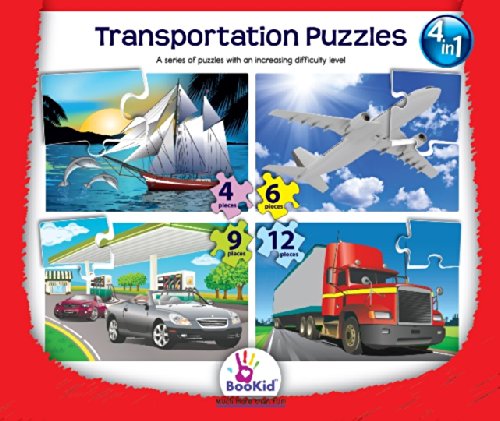 Set of 4 Baby Puzzle Games with an Increasing Difficulty Level - Transportation. For 3+ Years Old