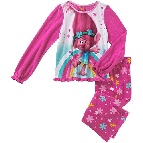 Trolls Girls' Licensed 2-Piece Poly PJ - Pink
