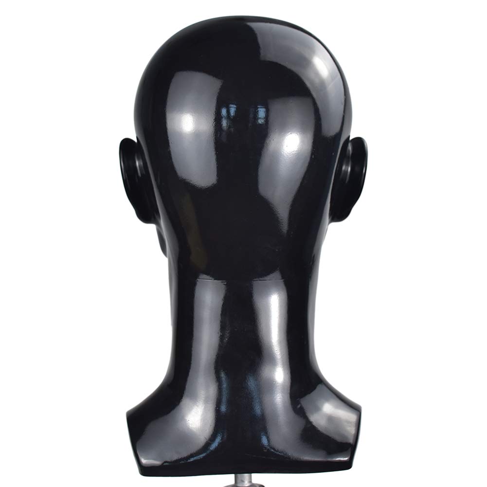 Testa di manichino professionale in pvc nero opaco per parrucche_voghion.com