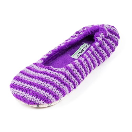 Snoozies Womens Striped Ballet Style Indoor Flats Slipper Socks