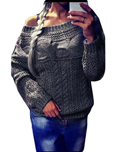 Locryz Juniors Scoop Neck Long Sleeve Cable Knit Sweater Jumper Pullover