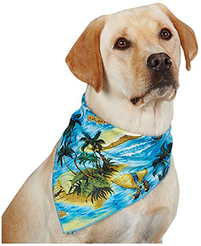 Aria Polyester/Cotton Blend Aloha Dog Bandana, 22-Inch, Blue