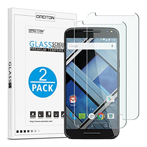 OMOTON [2 Pack] MOTO X Pure Edition Screen Protector - Tempered Glass Screen Protector for Motorola Moto X Pure with [9H Hardness] [Crystal Clear] [Scratch Resist] [No-Bubble]