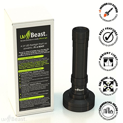 uvBeast - LATEST TRIPLE POWER (High Flux) UV Flashlight Blacklight - 100 LED - Mega 18w - 30ft UV Beam - Best for Commercial/Domestic Use - Works Even in Ambient Light - USA Stock-Designed in UK - Image 3