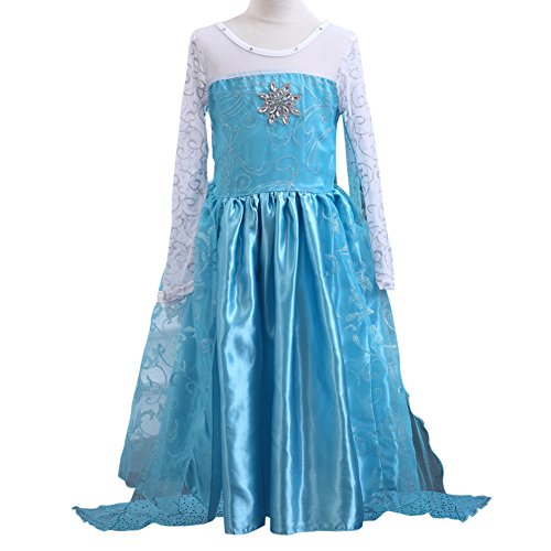 MissFox Disfraz Elsa Frozen Disfraces De Princesas Niña 150CM Como Cuadro