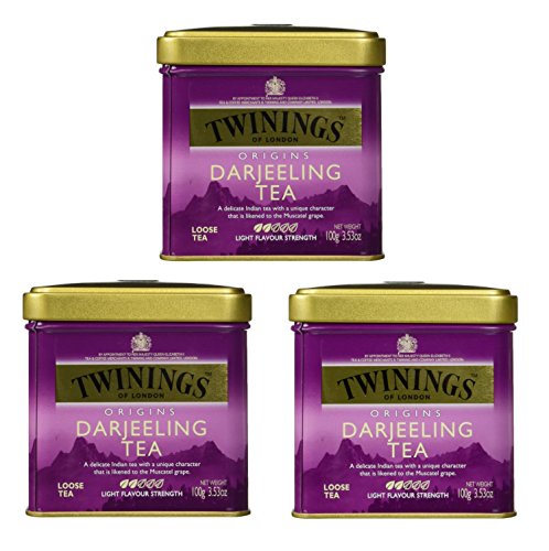 Twinings Black Tea Darjeeling Loose Tea Tin / 100g / 3.5oz. - Pack of 3