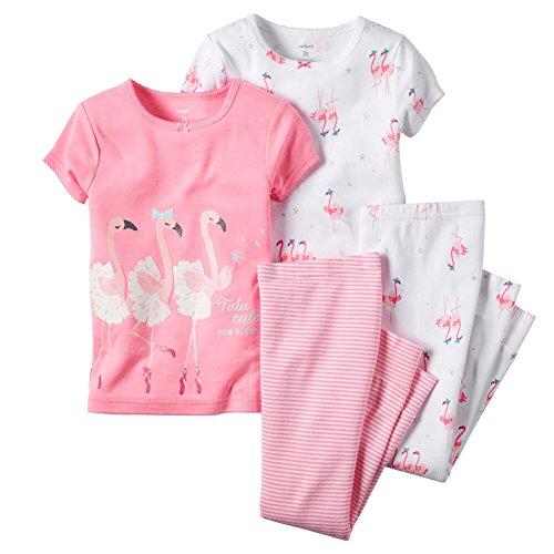 Carters Baby Girls 4-Piece PJ Set Pink Flamingo Tutu