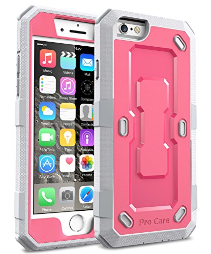 iPhone 6 Case, E LV iPhone 6 Case - SHOCK ABSORPTION / HIGH IMPACT RESISTANT Full Body Hybrid Armor Protection Defender Case Cover (INBUILT SCREEN PROTECTOR) for APPLE iPhone 6 4.7 inch - RED MELON / GREY