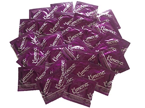 Kimono Microthin Large Premium Lubricated Condoms and Silver Pocket/Travel Case-24 Count