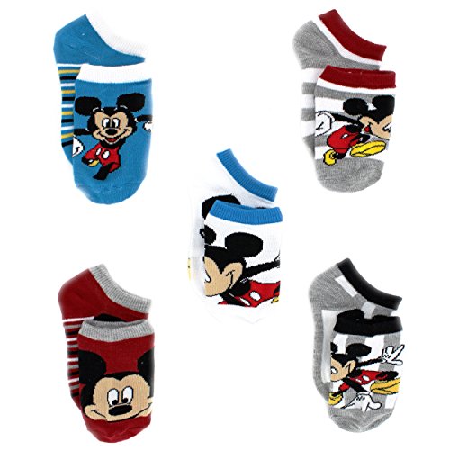 Mickey Mouse Toddler Boys 5 pack Socks (4-6, Mouse No Show)