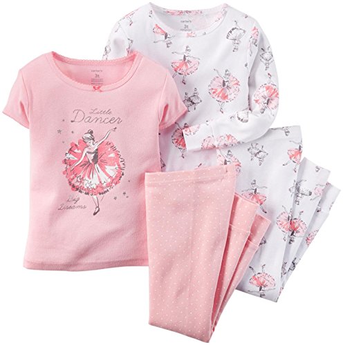 Carter's Baby Girls' 4 Piece Graphic Tee PJ Set (Baby)