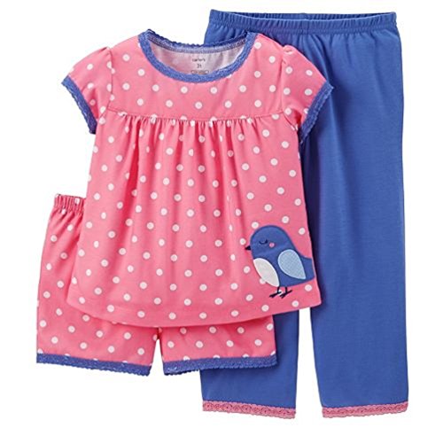 Carter's Little Girls' 3 Piece Graphic PJ Set (Toddler/Kid) - Bird