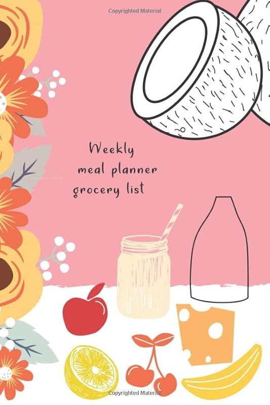 Weekly meal planner grocery list: Blooming Daily and weekly meal prep menu planner and shopping list by Little Style Colors