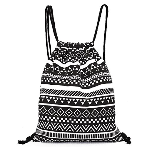 Backpacks, Ammazona Unisex Retro Geometric Backpacks Printing Bags Drawstring Backpack (A)
