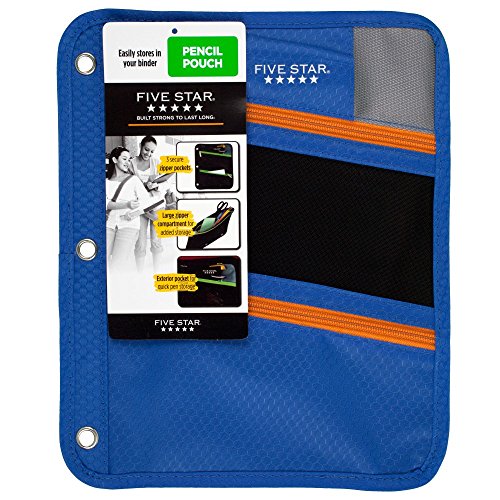 Five Star Zipper Pencil Pouch, Pencil Case, Blue (73114)