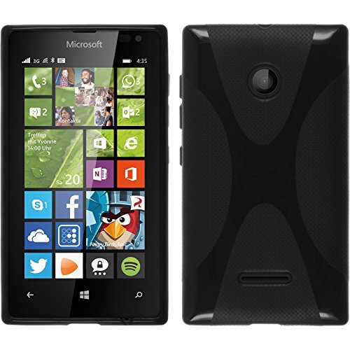 Funda de silicona para Microsoft Lumia 435 - X-Style negro - Cover PhoneNatic Cubierta + protector de pantalla