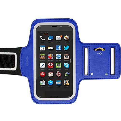 KHOMO Amazon Fire Phone Armband Case - Sweat Proof Sport Armband + Key Holder for Amazon Fire Phone - Blue