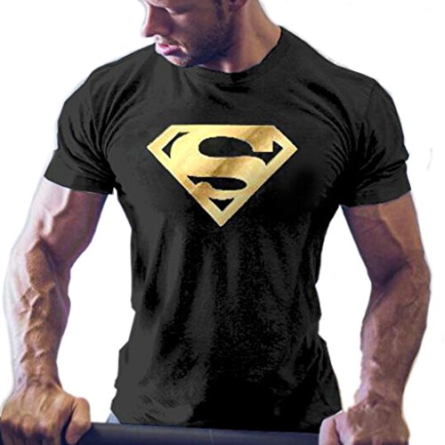Men's Superman T-Shirts Bodybuilding Muscle Training Short Sleeve