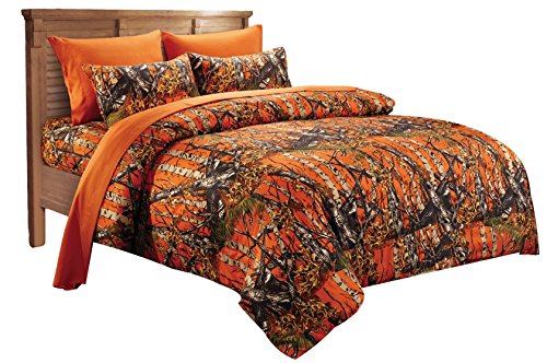 20 Lakes Super Soft Microfiber Orange Camo Comforter Spread - King Size