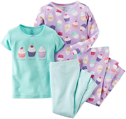 Carter's Baby Girls' 4 Piece Graphic Tee PJ Set (Baby)