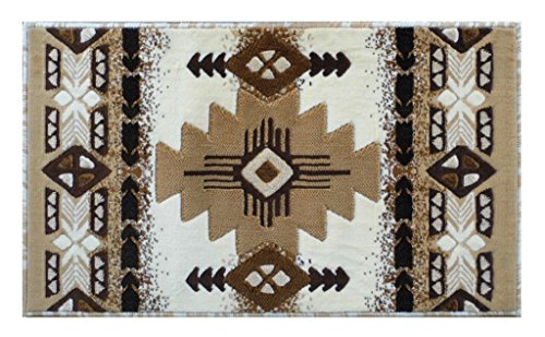 South West Native American Area Rug Design C318 Ivory (24 Inch X 40 Inch)