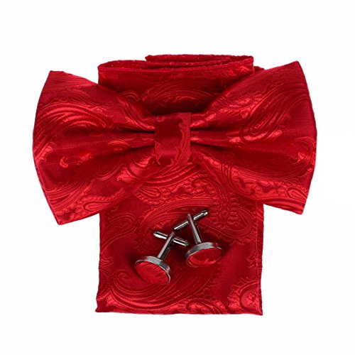 DBC3B01 Multi Patterned Microfiber Pre-tied Bow Tie Hanky Cufflinks By Dan Smith
