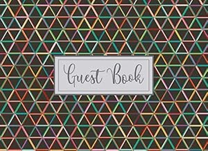 Guest Book: 8.25” x 6”, 108 pages / 54 sheets, Geometric Triangle Modern Design - Multi Color and Gray by Vivid Ink Vault