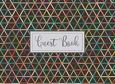 Guest Book: 8.25” x 6”, 108 pages / 54 sheets, Geometric Triangle Modern Design - Multi Color and Gray