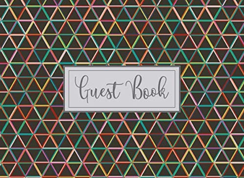 Guest Book: 8.25” x 6”, 108 pages / 54 sheets, Geometric Triangle Modern Design - Multi Color and Gray by Vivid Ink Vault