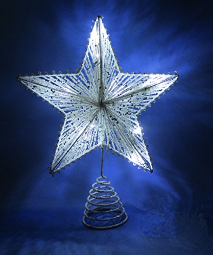 10 „WeißFedernde Stern mit weißer LED Lichter – Weihnachtsbaum Spitze Stern / Weihnachtsdekoration