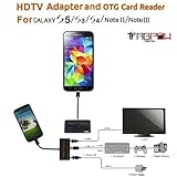 MHL Adapter, OTG Adapter, Memory Card Reader, TabPow Black 5-in-1 Micro USB HDTV MHL to HDMI Cable, OTG Camera Connection Kit [SD/TF/M2 Card reader] Supports 1080p for Samsung Galaxy S5, S4, S3, S2, Galaxy Note 4, Note 3, Note 2, Galaxy Tab