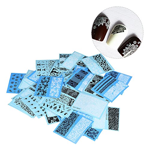 Algopix Similar Product 8 - 48 Sheets 3D White Black Lace Flowers