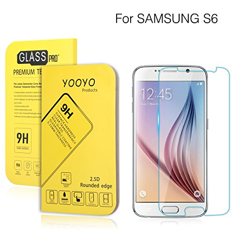 S6 Screen Protector, YooyoTM [Anti Scratch] Samsung Galaxy S6 Tempered Glass Premium 0.33 mm 2.5D Rounded Edge 9H [Bubble-Free] High Definition Ultra Clear Tempered Glass Screen Protector for Samsung Galaxy S6