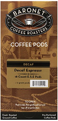 Baronet Coffee Decaf Espresso, 18 Count Coffee Pod