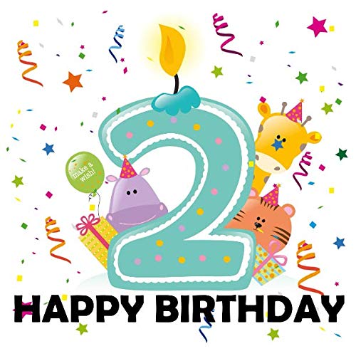 2 Happy Birthday: 2 Birthday Guest Book to Write in, Great Memory, Up To 100 Guests, Softcover, Size 8.5x8.5inches by BirthdayCakeCandle Co.