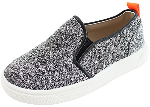 

VOVOshoes Boy's Girl's Fashion Sneakers Glitter Black Gray Slip-On Shoes (Toddler/Youth)